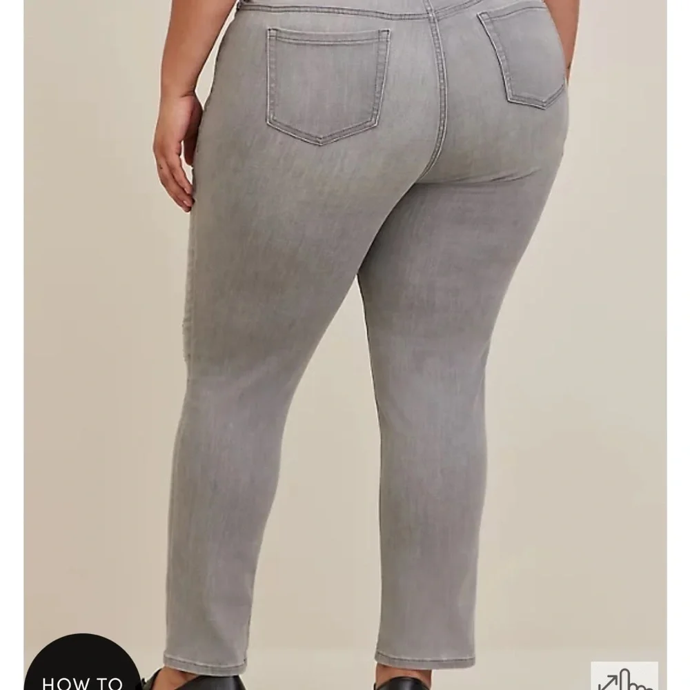 TORRID gray boyfriend straight super soft midrise jeans - Picture 4 of 7